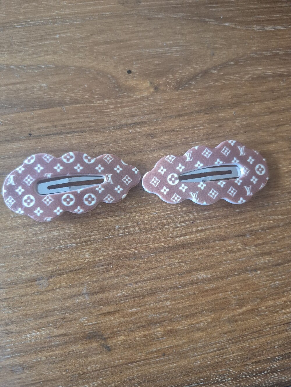 Designer-Style Pink Monogram Hair Clips - Pair